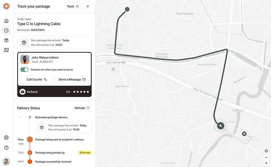 Courier route map and overview