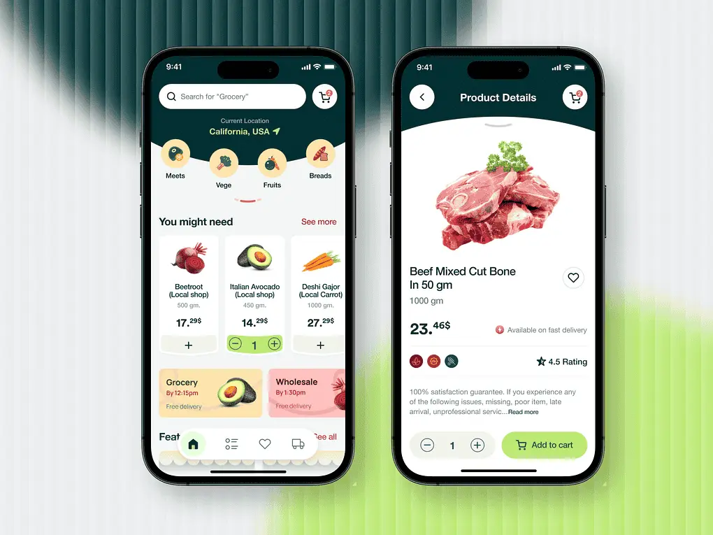 Mobile grocery ordering application